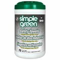 Simple Green Safety Towels, Dual-Sided, Biodegradable, 75 ct, Canister 13351
